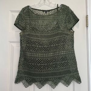 Banana Republic Green Lace Top Medium